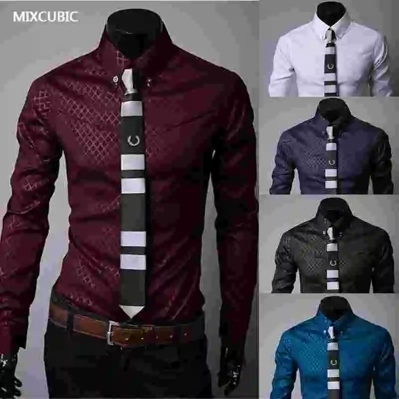 MIXCUBIC 2017 new Autumn England style Classic Obscure grid shirts men wine casual slim long-sleeved plaid shirts men,M-5XL
MIXCUBIC 2017 new Autumn England style Classic Obscure grid shirts men wine casual slim long-sleeved plaid shirts men,M-5XL