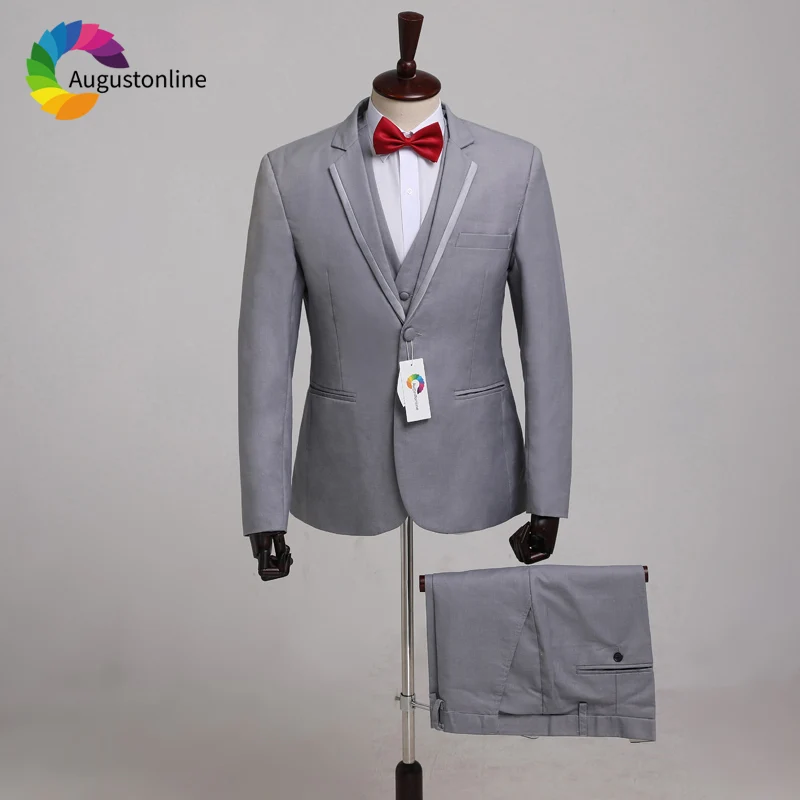 Grey Men Suits Wedding Suit Slim Fit Groom Tuxedos 3Pieces Custom Made Groomsmen Best Man Blazer Jacket Pants Vest
Grey Men Suits Wedding Suit Slim Fit Groom Tuxedos 3Pieces Custom Made Groomsmen Best Man Blazer Jacket Pants Vest