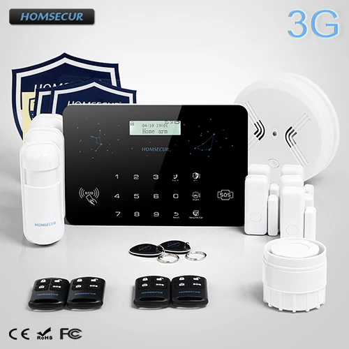 

HOMSECUR Wireless&Wired LCD 3G/GSM/PSTN SMS Autodial Home Security Alarm System LC03-3G