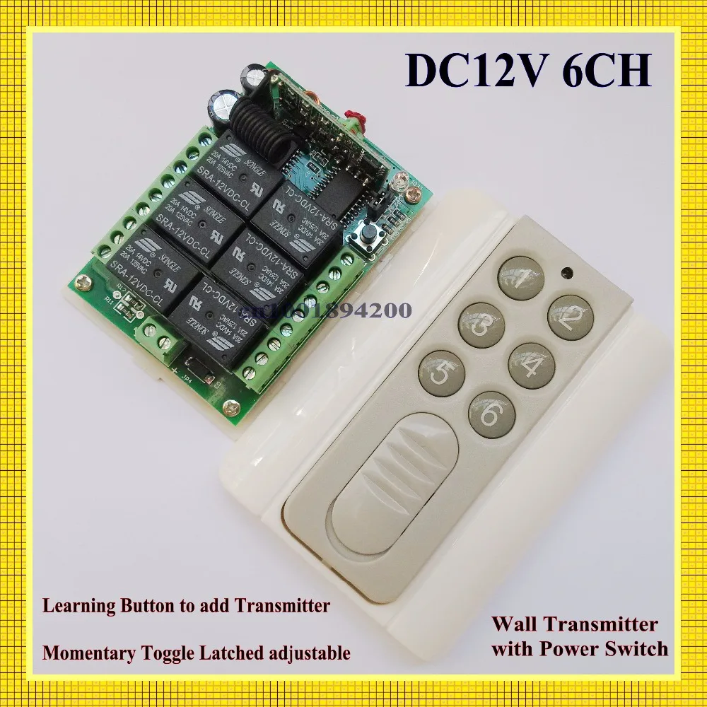 6CH Wireless Remote Control Switch System DC12V Latched/Momentary/Toggle Change freely add controller by Learning Button 315MHZ
6CH Wireless Remote Control Switch System DC12V Latched/Momentary/Toggle Change freely add controller by Learning Button 315MHZ