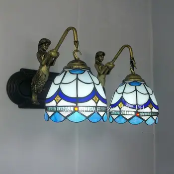 Mediterranean blue minimalist mirror front lamps headed mermaid Wall Tiffany glass lighting balcony washbasin balcony
Mediterranean blue minimalist mirror front lamps headed mermaid Wall Tiffany glass lighting balcony washbasin balcony