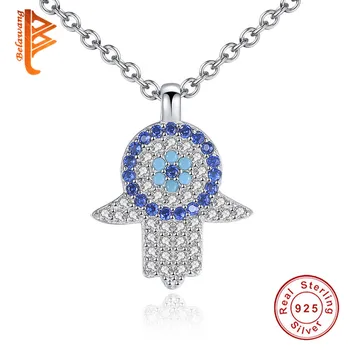 BELAWANG 100% Real 925 Sterling Silver Necklace Blue Crystal Lucky Eye & Hamsa Hand Pendant Necklace For Women Fashion Jewelry
BELAWANG 100% Real 925 Sterling Silver Necklace Blue Crystal Lucky Eye & Hamsa Hand Pendant Necklace For Women Fashion Jewelry