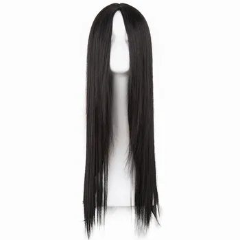 

Black Wig Fei-Show Synthetic Heat Resistant Fiber Long Straight Hair Women Female Inclined Bang Costume Cos-play Party Hairpiece