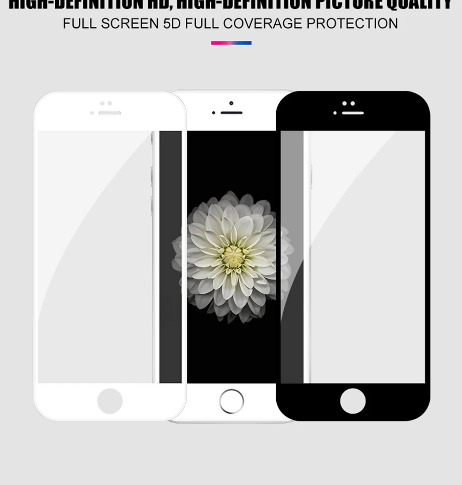 18-PC-5D Glass on the for iPhone 6 7 Tempered Glass For iPhone X 7 8 Plus Screen Protective Film