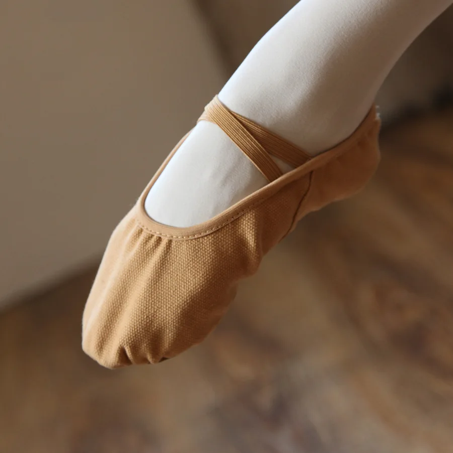 Женские холщовые танцевальные туфли стрейчевые без кулиски для балетных танцев