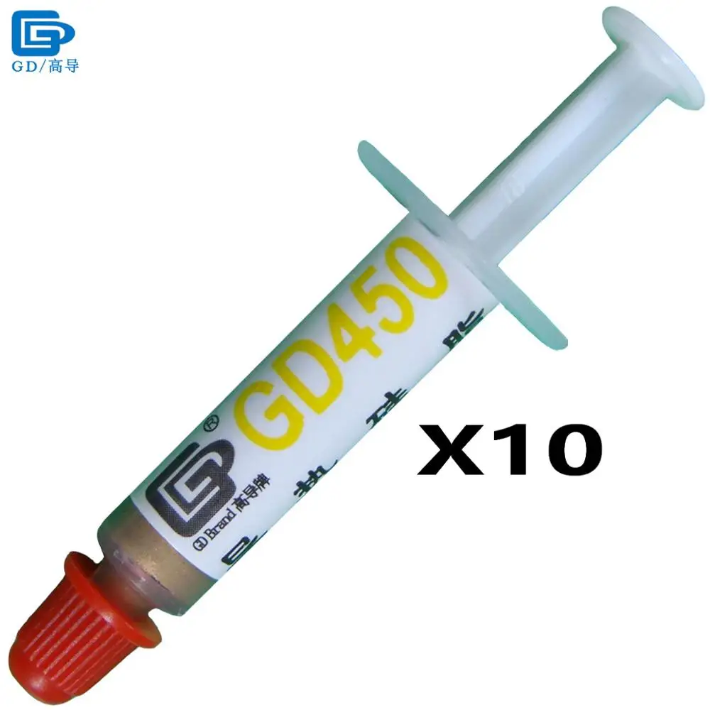 GD Brand Thermal Grease Paste Silicone Plaster GD450 Heat Sink Compound 10 Pieces Net Weight 1 Gram Golden For CPU Cooler SSY1
GD Brand Thermal Grease Paste Silicone Plaster GD450 Heat Sink Compound 10 Pieces Net Weight 1 Gram Golden For CPU Cooler SSY1