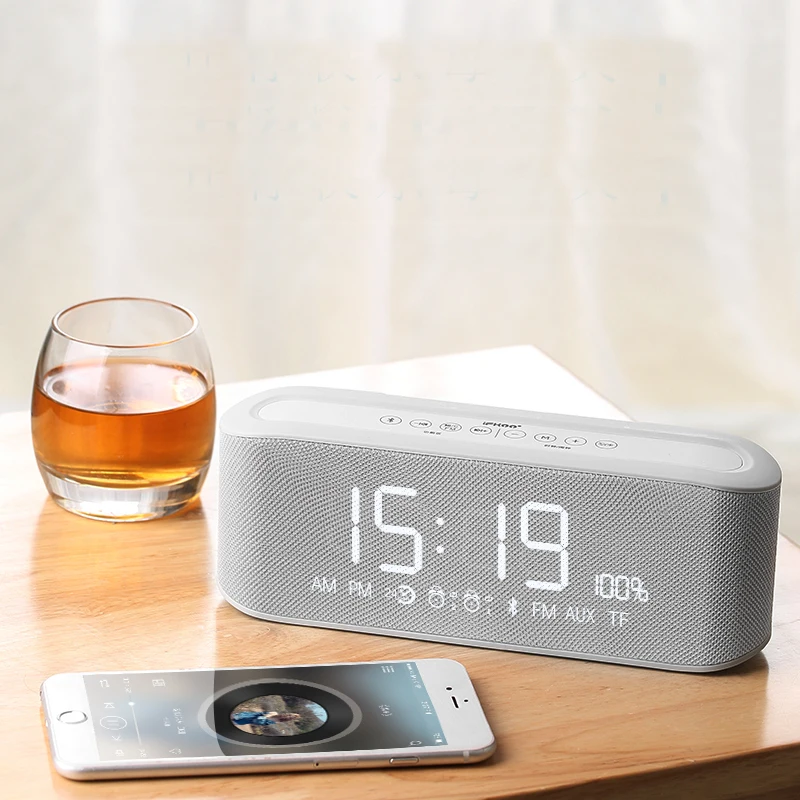 Radio Wireless Bluetooth Alarm ClockSpeaker Digital Snooze Subwoofer desktop clock Calendar Thermometer display
Radio Wireless Bluetooth Alarm ClockSpeaker Digital Snooze Subwoofer desktop clock Calendar Thermometer display