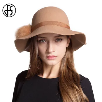FS 100% Australia Wool Felt Hat Vintage Fashion Wide Brim Hats For Elegant lady Woman Winter Cap Big Pom Pom Bowler Caps
FS 100% Australia Wool Felt Hat Vintage Fashion Wide Brim Hats For Elegant lady Woman Winter Cap Big Pom Pom Bowler Caps