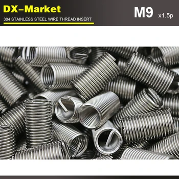 m9*1D *1.5P , 100pcs , 304 stainless steel m9 thread inserts , thread repair recoil insert fastener