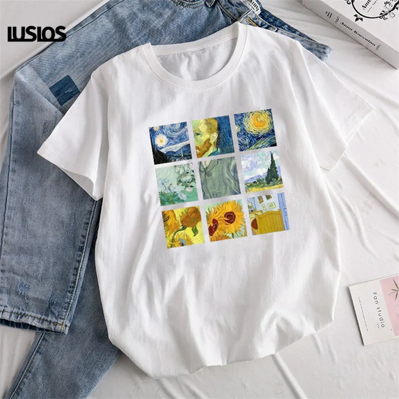 LUS LOS Van Gogh Classic Works The Starry Night Print Women Short Sleeve Harajuku T Shirt Female White Causal Super Soft Tee
LUS LOS Van Gogh Classic Works The Starry Night Print Women Short Sleeve Harajuku T Shirt Female White Causal Super Soft Tee