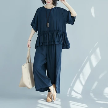 Large Big Size Casual Wide Leg Trousers Women's Costumes Batwing Sleeve Two Piece Set Summer Two Piece Set Top And Pants
Large Big Size Casual Wide Leg Trousers Women's Costumes Batwing Sleeve Two Piece Set Summer Two Piece Set Top And Pants