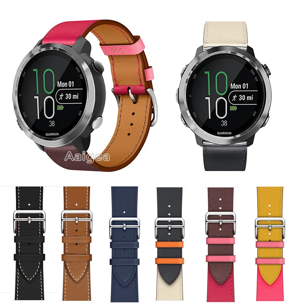 Ремешок из натуральной кожи для наручных часов Garmin Forerunner 645 музыкальный цветной