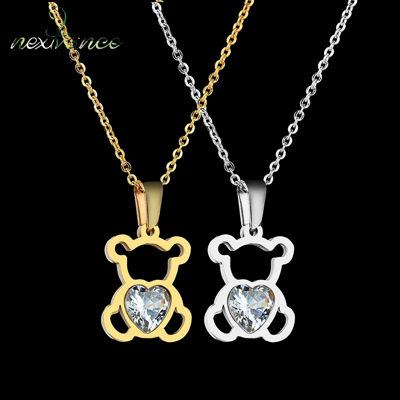 Nextvance Hollow Stainless Steel Bear Pendant Necklace Cute CZ Stone Love Heart Animal Necklace Girls Statement Jewelry
Nextvance Hollow Stainless Steel Bear Pendant Necklace Cute CZ Stone Love Heart Animal Necklace Girls Statement Jewelry