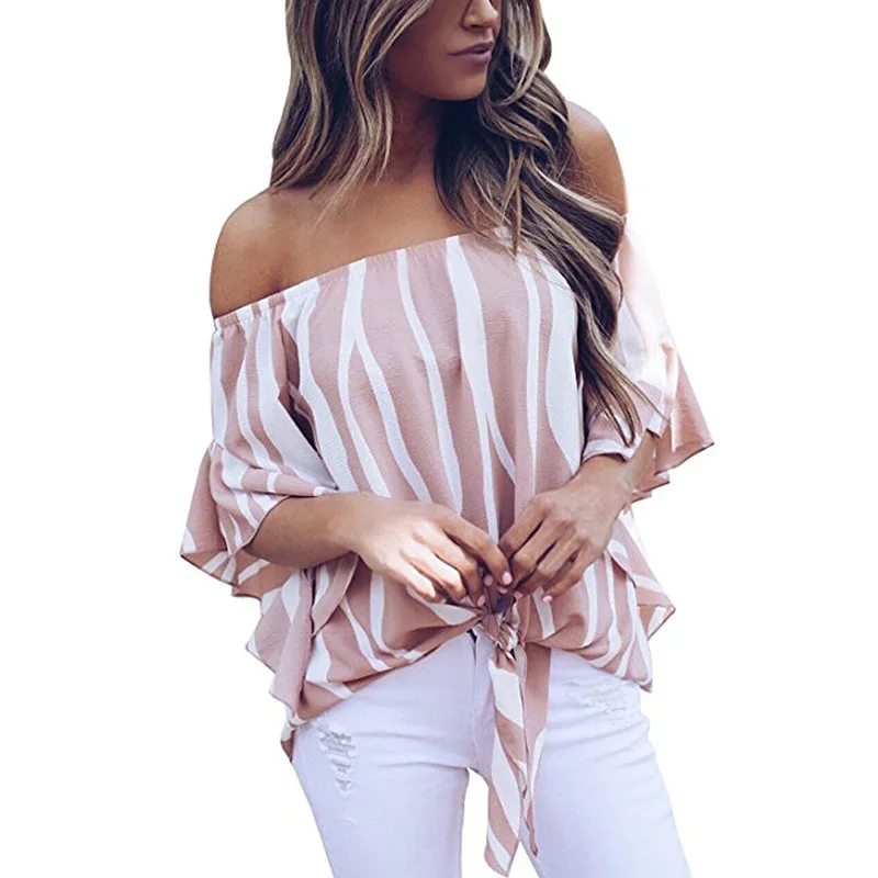 Womens Tops And Blouses 2018 Summer Blouse Casual Chiffon Shirt Striped Off Shoulder Top Slash Neck Women Shirts Womens Clothing
Womens Tops And Blouses 2018 Summer Blouse Casual Chiffon Shirt Striped Off Shoulder Top Slash Neck Women Shirts Womens Clothing