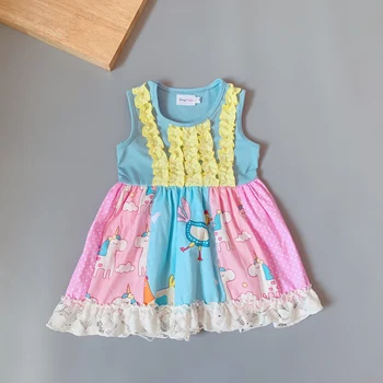 Baby girl summer pure blue tops multi animal unicorn and chick pattern lovely dress Colorful tank dresses with yellow ruffles
Baby girl summer pure blue tops multi animal unicorn and chick pattern lovely dress Colorful tank dresses with yellow ruffles