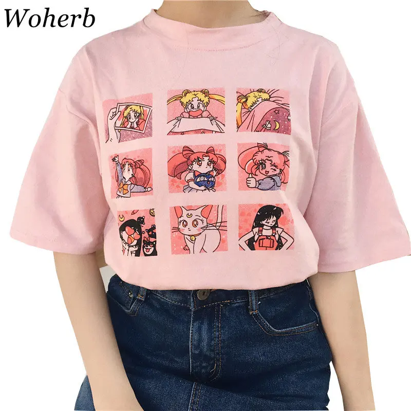 Woherb Sailor Moon T Shirt Women Harajuku Summer Tops 2019 Casual Loose Kawaii Cartoon Tee Shirt Femme Camiseta Feminina 20164
Woherb Sailor Moon T Shirt Women Harajuku Summer Tops 2019 Casual Loose Kawaii Cartoon Tee Shirt Femme Camiseta Feminina 20164