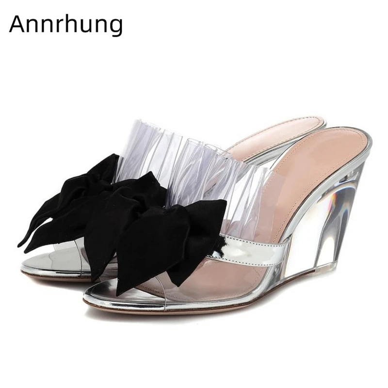 Clear PVC Ruffle Wedges Shoes For Women Transparent Heel Peep Toe Summer Shoes Sexy Black Butterfly-knot Sandals De Mujer
Clear PVC Ruffle Wedges Shoes For Women Transparent Heel Peep Toe Summer Shoes Sexy Black Butterfly-knot Sandals De Mujer