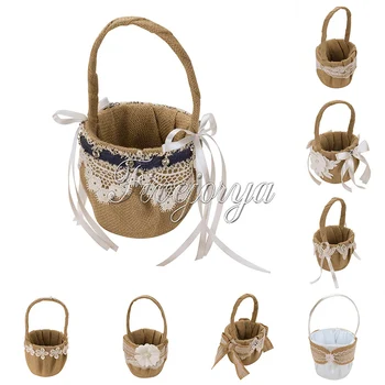 14cm x 23cm Retro Jute Burlap Lace Wedding Burlap Flower Basket Flower Girl Basket for Wedding Decoration Satin
14cm x 23cm Retro Jute Burlap Lace Wedding Burlap Flower Basket Flower Girl Basket for Wedding Decoration Satin
