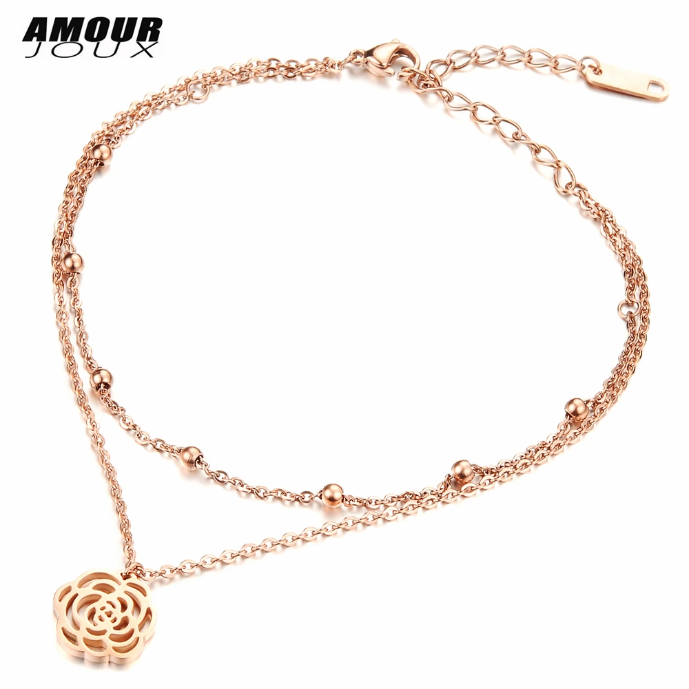 AMOURJOUX Layered Hollow Flower Stainless Steel Rose Gold-color Charm Leg Anklets For Women Ankle Bracelet Woman Foot Jewelry
AMOURJOUX Layered Hollow Flower Stainless Steel Rose Gold-color Charm Leg Anklets For Women Ankle Bracelet Woman Foot Jewelry