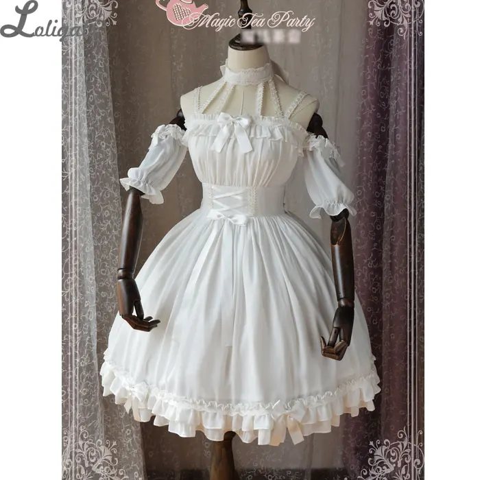 Sweet White Two Way Lolita Dress Short Sleeve Cold Shoulder Halter Neck Short Dress by Magic Tea Party
Sweet White Two Way Lolita Dress Short Sleeve Cold Shoulder Halter Neck Short Dress by Magic Tea Party
