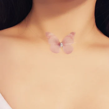 New Creative Fashion Women Crystal Colorful 3D Yarn Butterfly Chokers Invisible Chain Fishline Silk Choker Necklace Jewelry
New Creative Fashion Women Crystal Colorful 3D Yarn Butterfly Chokers Invisible Chain Fishline Silk Choker Necklace Jewelry