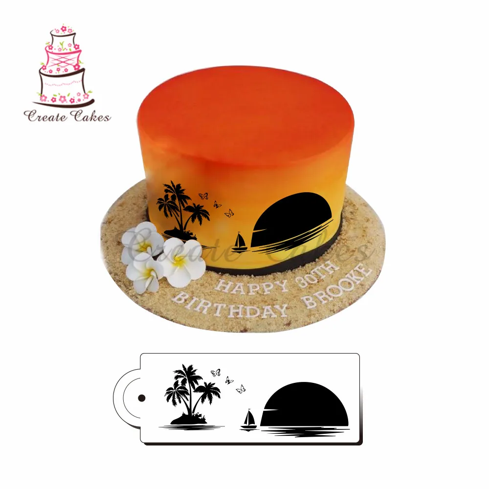 Beach Sunset Stencil for Fondant Cake Decoration Cake Side Stencil Plastic Template Mold for Painting Cupcake Decorating Tools
Beach Sunset Stencil for Fondant Cake Decoration Cake Side Stencil Plastic Template Mold for Painting Cupcake Decorating Tools