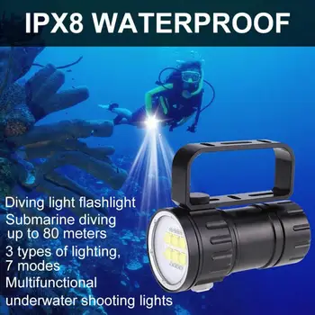 3.7V 28800Lm LED Diving Flashlight lanterna 18650 Photography Flashlight Diving 80m Flashlight Torch Light with Bracket Stand
3.7V 28800Lm LED Diving Flashlight lanterna 18650 Photography Flashlight Diving 80m Flashlight Torch Light with Bracket Stand