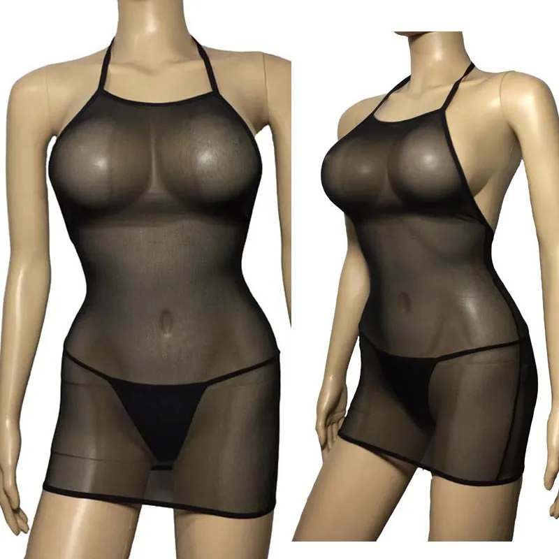 Women Sexy Lingerie See-Through Mesh Bodycon Tight Fit Halter Mini Dress with Thong Peekaboo Babydoll Night Wear
Women Sexy Lingerie See-Through Mesh Bodycon Tight Fit Halter Mini Dress with Thong Peekaboo Babydoll Night Wear
