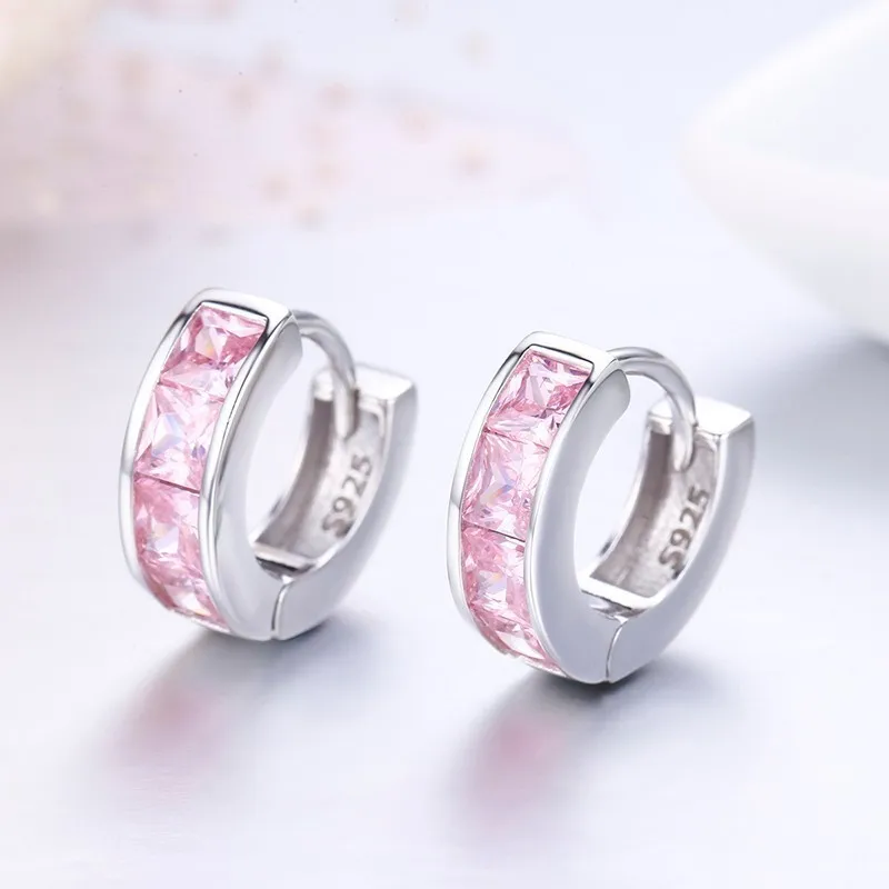 925 Sterling Silver Pink Square CZ Circles Small Loops Huggie Hoops Earrings For Women Jewelry Kids Girls Aros Artes Orecchini
925 Sterling Silver Pink Square CZ Circles Small Loops Huggie Hoops Earrings For Women Jewelry Kids Girls Aros Artes Orecchini