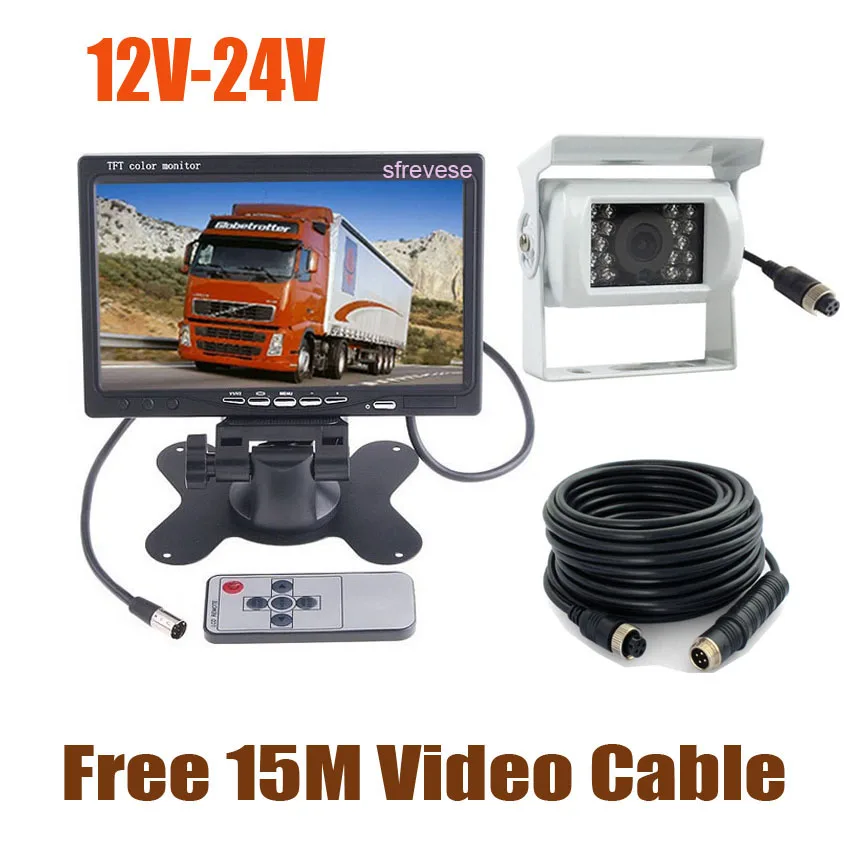 White 12V-24V 4Pin CCD Reversing Parking Backup Camera + 7" LCD Monitor Car Rear View Kit with 15M Cable for Bus Truck Motorhome
White 12V-24V 4Pin CCD Reversing Parking Backup Camera + 7" LCD Monitor Car Rear View Kit with 15M Cable for Bus Truck Motorhome