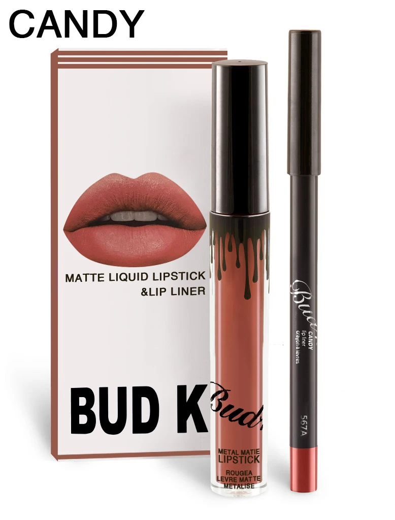 BUD K Liquid Matte Lipstick set lips Pencil Makeup lasting Waterproof Mate lip gloss Cosmetics lip kit batom CANDY K LEO MUSE
BUD K Liquid Matte Lipstick set lips Pencil Makeup lasting Waterproof Mate lip gloss Cosmetics lip kit batom CANDY K LEO MUSE
