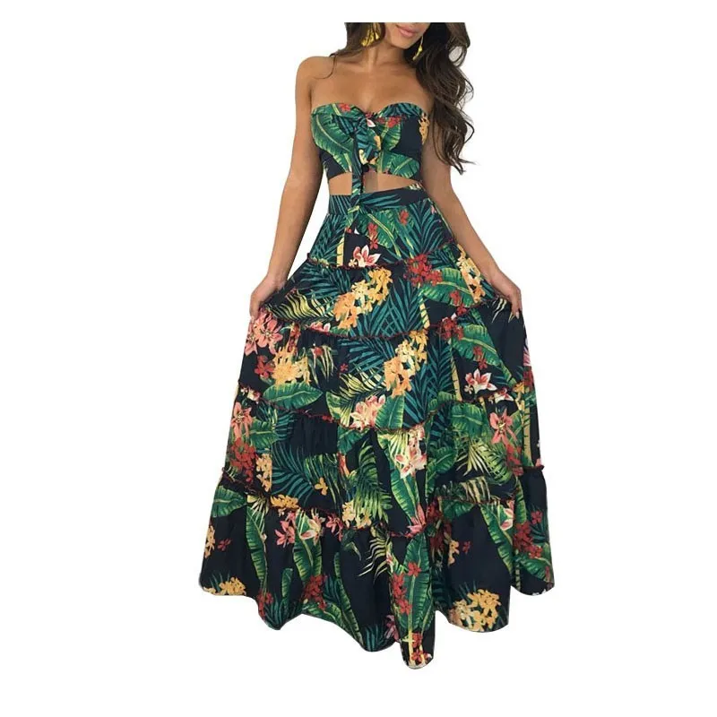 2Pcs Strapless Sleeveless Beach Suits Sets Summer Sexy Bow Tops + High Waist Ruffled Floral Print Boho Bow Long Skirt Casual
2Pcs Strapless Sleeveless Beach Suits Sets Summer Sexy Bow Tops + High Waist Ruffled Floral Print Boho Bow Long Skirt Casual