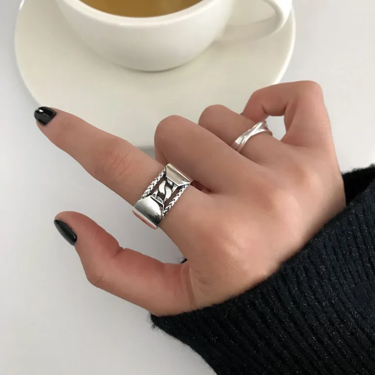 925 sterling silver rope chain rings simple design personality punk do old love rings for women trendy fashion jewelry gift
925 sterling silver rope chain rings simple design personality punk do old love rings for women trendy fashion jewelry gift