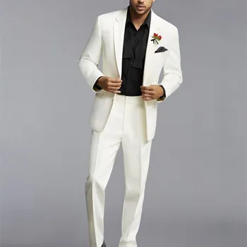 Custom Made Men Suits Groomsmen Notch Lapel Groom Tuxedos 2017 ivory Wedding Best Man groom suit (Jacket+Pants+Tie+Handkerchief) 
Custom Made Men Suits Groomsmen Notch Lapel Groom Tuxedos 2017 ivory Wedding Best Man groom suit (Jacket+Pants+Tie+Handkerchief)