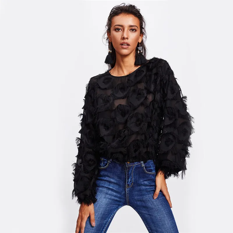 Mesh Top Black Long Sleeve Round Neck Elegant Solid Sexy Spring Women's Casual O-Neck Tops and Blouses 2019 Spring Fashion
Mesh Top Black Long Sleeve Round Neck Elegant Solid Sexy Spring Women's Casual O-Neck Tops and Blouses 2019 Spring Fashion