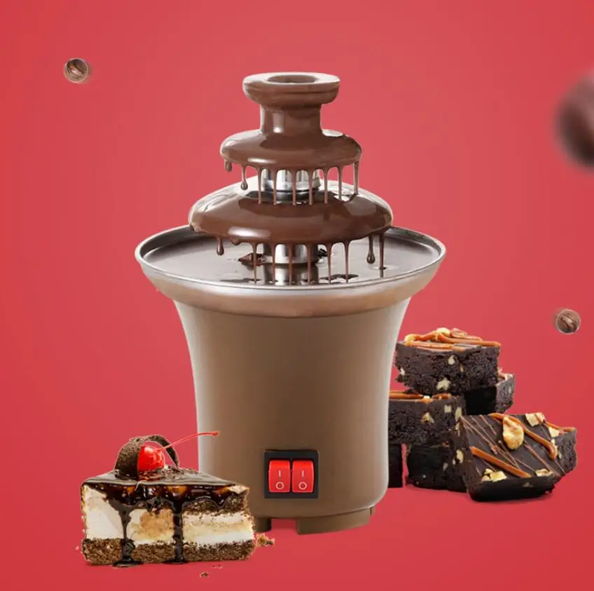 

Chocolate Fountain Fondue Event Wedding Children Birthday Home Fountains Christmas Waterfall Machine With Heating Fondue Machine