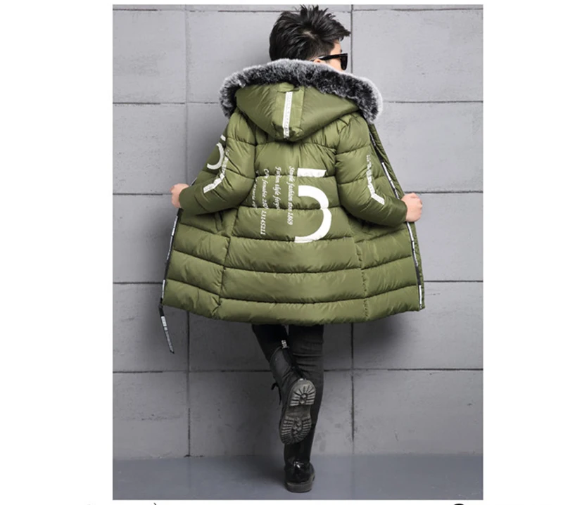 2017 winter down jacket for boy fur big kids coat thick cotton hooded warm casual jacket Outerwear padded children clothing (8)