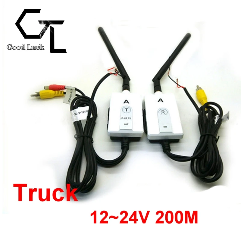 

2.4G Wireless 200m Range AV Cable Transmitter and Receiver For Bus Car Video Monitor Truck Reversing Rear View Backup Camera
