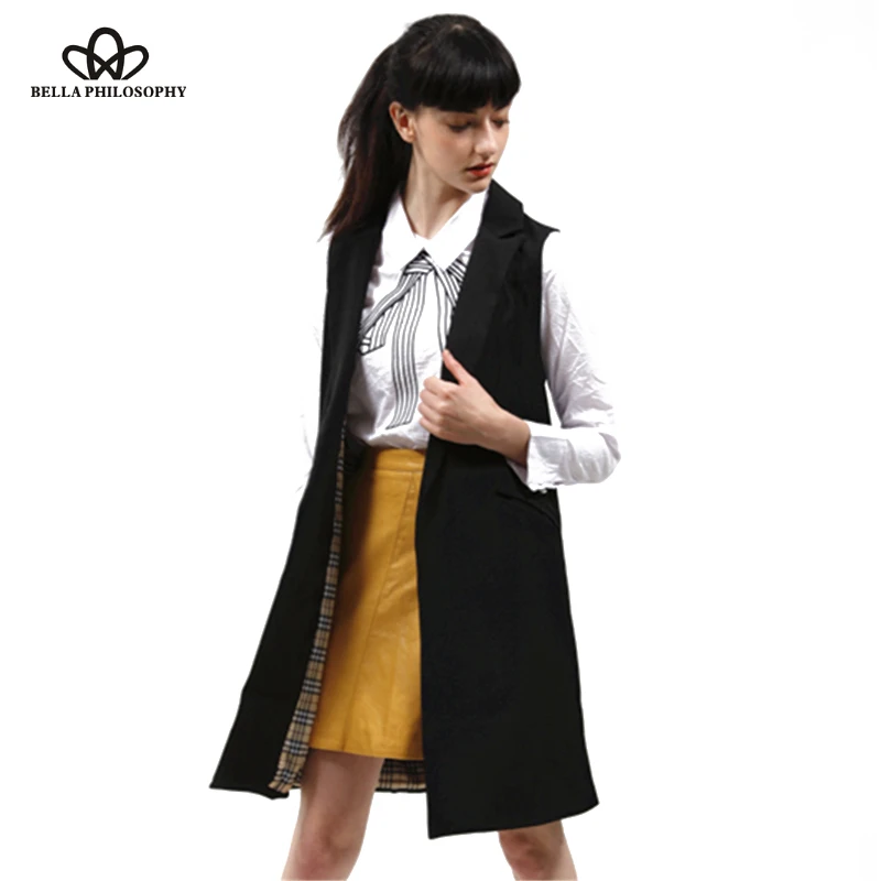 Bella Phiolosophy 2018 Spring New Vest Jackets Women Casual Sleeveless Long Coat Turn-down Collar Outwear Ladies Working Coat
Bella Phiolosophy 2018 Spring New Vest Jackets Women Casual Sleeveless Long Coat Turn-down Collar Outwear Ladies Working Coat