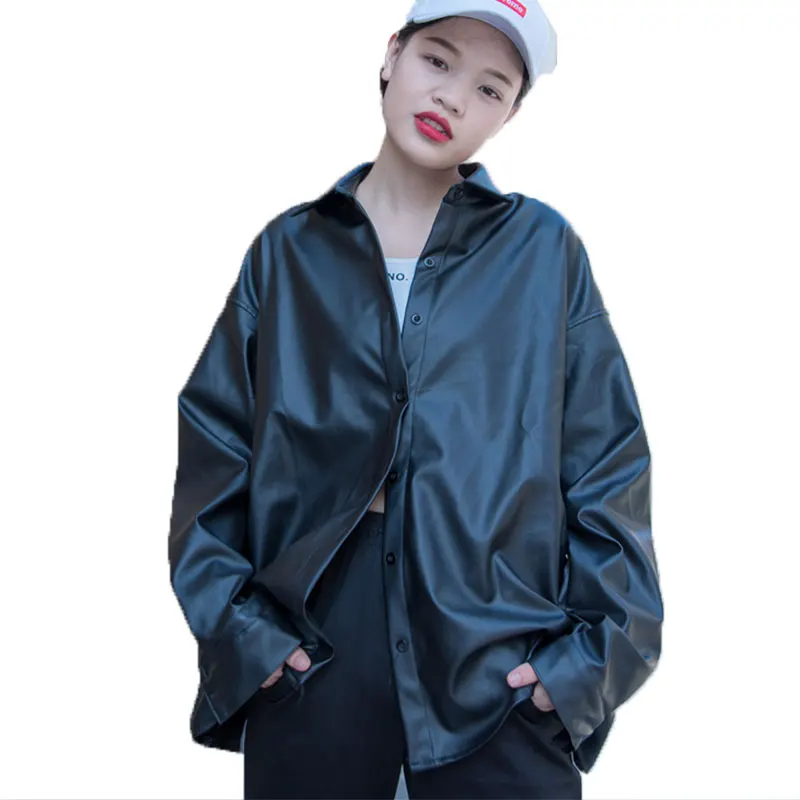 Spring Oversize Shirt Wild Jacket wonmen Temperament Fashion Long Leather Jacket Female Black Ladies streetweat Outerwear 149
Spring Oversize Shirt Wild Jacket wonmen Temperament Fashion Long Leather Jacket Female Black Ladies streetweat Outerwear 149