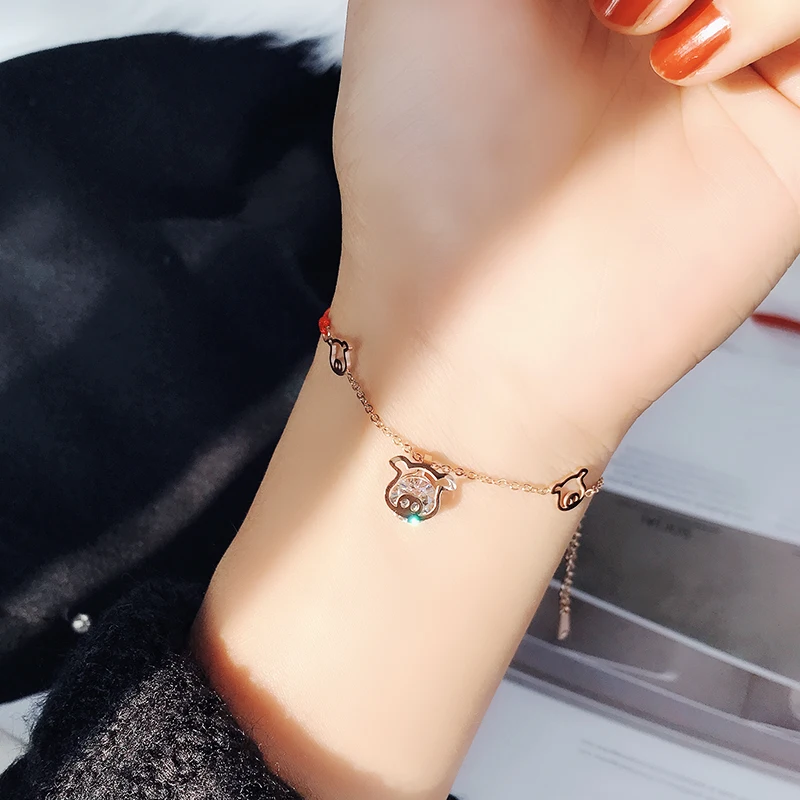 YUN RUO New Arrivals Years of Pig Zircon Bracelet Fashion Woman Birthday Gift Rose Gold Color Titanium Steel Jewelry Never Fade
YUN RUO New Arrivals Years of Pig Zircon Bracelet Fashion Woman Birthday Gift Rose Gold Color Titanium Steel Jewelry Never Fade