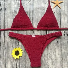 Women bikini set solid colour Wrinkle High cut Swimwear Sexy Thong Swim suit Female Beach Swimming bathing yellow green wine red
Women bikini set solid colour Wrinkle High cut Swimwear Sexy Thong Swim suit Female Beach Swimming bathing yellow green wine red