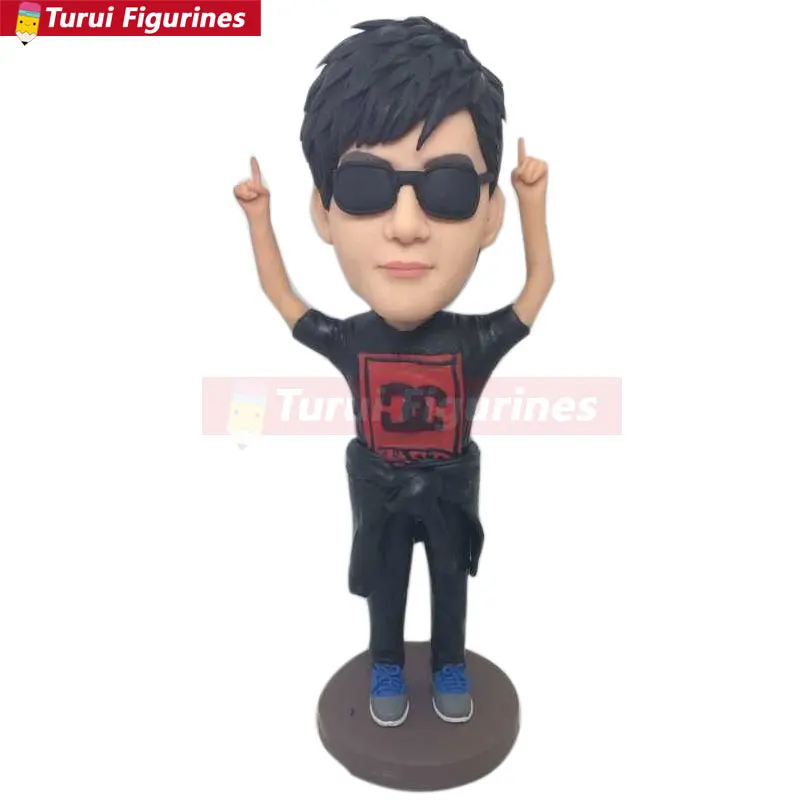 

Bobble Head Clay Figurine Personalized Valentine Boyfriend Gift Based on Customers' Photos Using As Birthday Cake Topper, Gift,