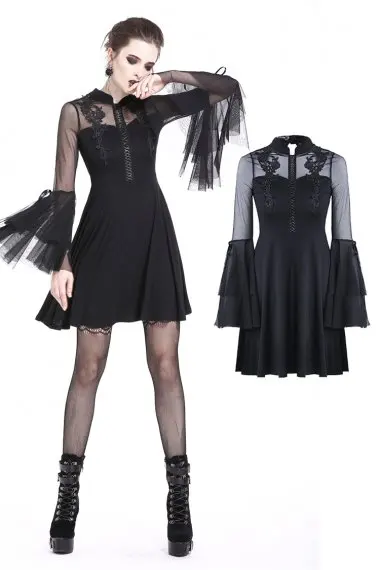 Darkinlove Women's Mesh Collar Black Sexy Gothic Dress Fashion Mesh Bell Sleeve Evening Party Dress
Darkinlove Women's Mesh Collar Black Sexy Gothic Dress Fashion Mesh Bell Sleeve Evening Party Dress