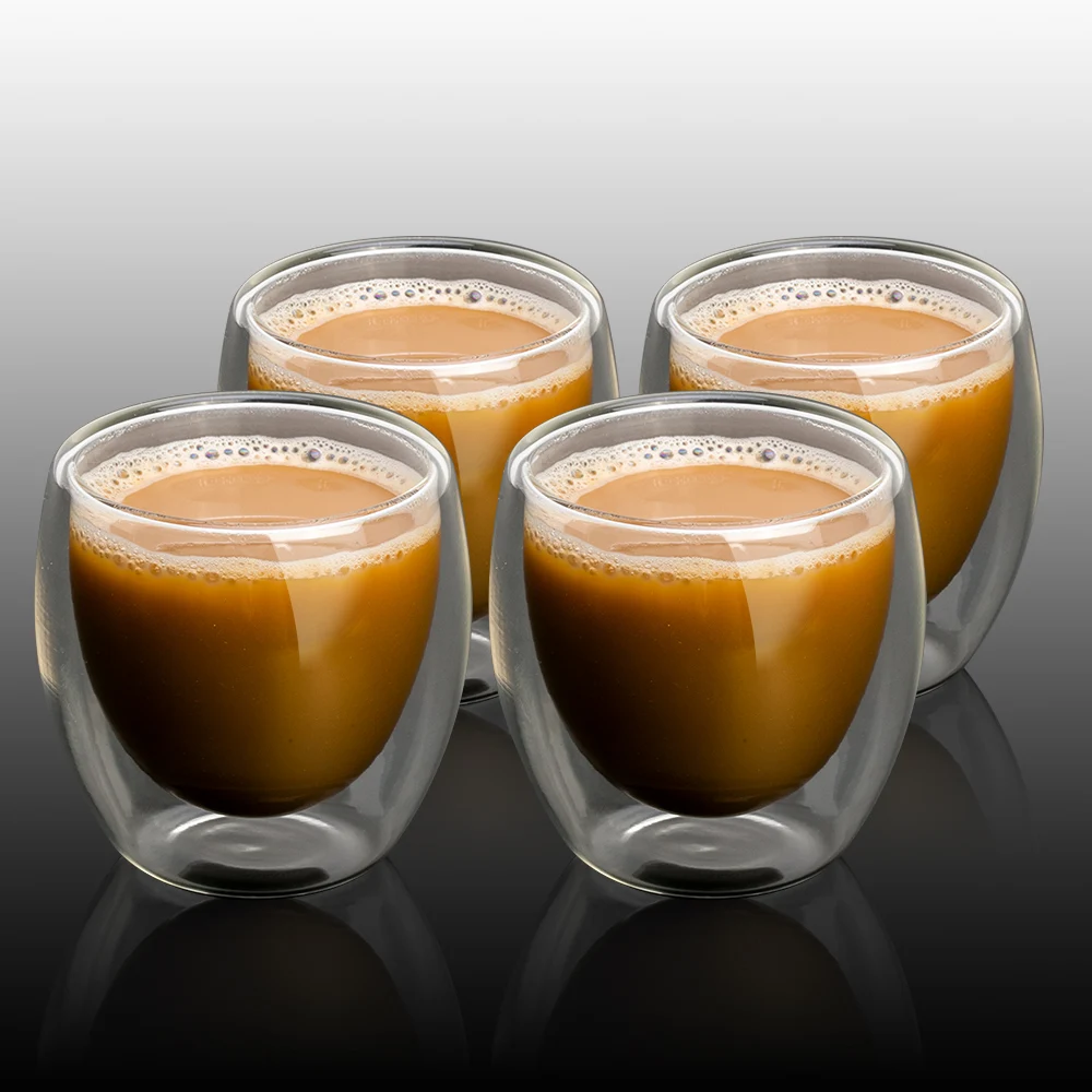 

New 1/6Pcs Double Wall Glass Espresso Coffee Cup Transparent Double Wall Shot Glass Cup Beer Drinkware 80ML/250ML/350ML/450ML