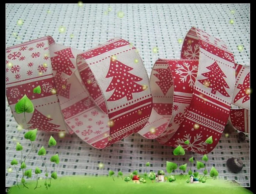 

Wholesale bulk lot Christmas Tree printing ribbon DIY hair accesory , GIFT WRAPPING , 4cm