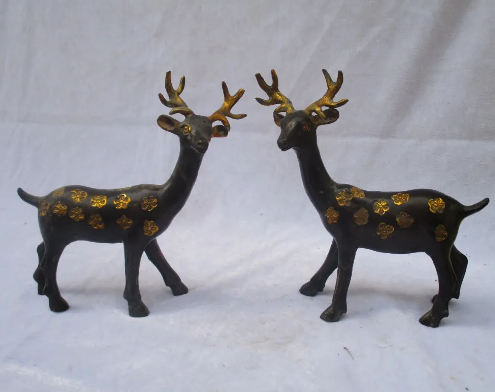 Art & Collectible 1 Pair of chinese old bronze carved gold gilt Sika deer statue/sculpture
Art & Collectible 1 Pair of chinese old bronze carved gold gilt Sika deer statue/sculpture