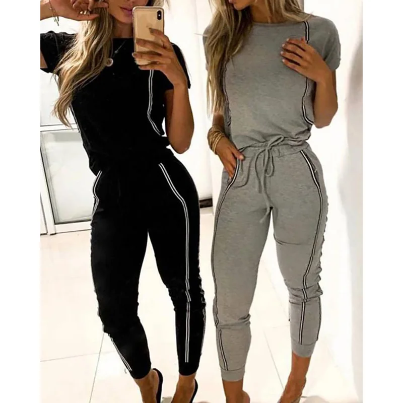 Summer Sexy Two Pieces Casual Women Set Female Short Sleeve O Neck Elasticed Waist Grey Color Fashion Sportswear SJ3067U
Summer Sexy Two Pieces Casual Women Set Female Short Sleeve O Neck Elasticed Waist Grey Color Fashion Sportswear SJ3067U