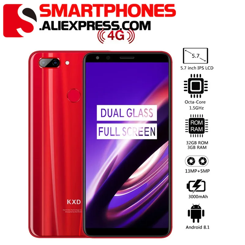 KXD kenxinda K30 смартфон с 5 7-дюймовым дисплеем восьмиядерным процессором MT6750T ОЗУ 3 ГБ