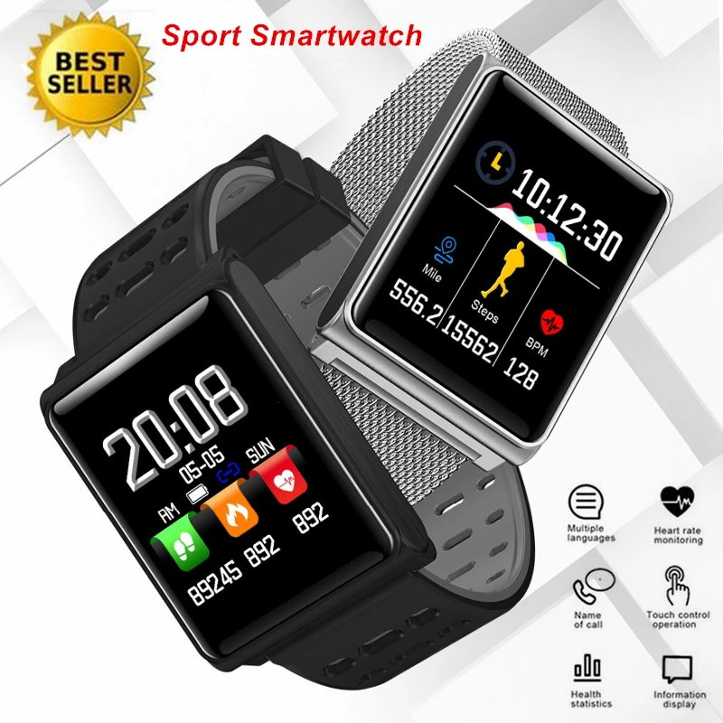 Sport Smart Watch Men IP67 Waterproof Bluetooth 4.0 Smart Bracelet Watch Heart Rate Blood Pressure Sleep Tracker Sports Saatler
Sport Smart Watch Men IP67 Waterproof Bluetooth 4.0 Smart Bracelet Watch Heart Rate Blood Pressure Sleep Tracker Sports Saatler
